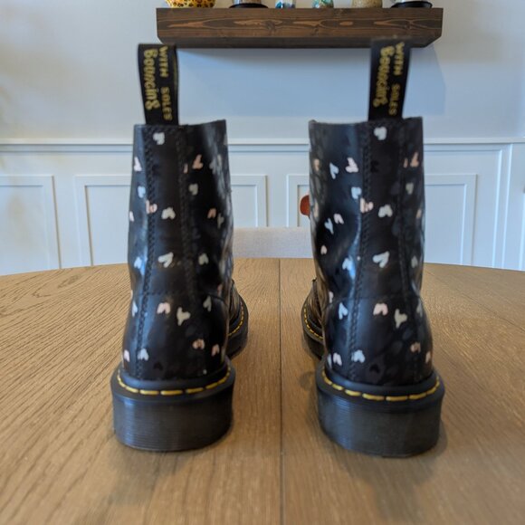 Dr. Martens 1460 Pascal Leather Wild Heart Printed Lace Up Boots - Picture 5 of 7
